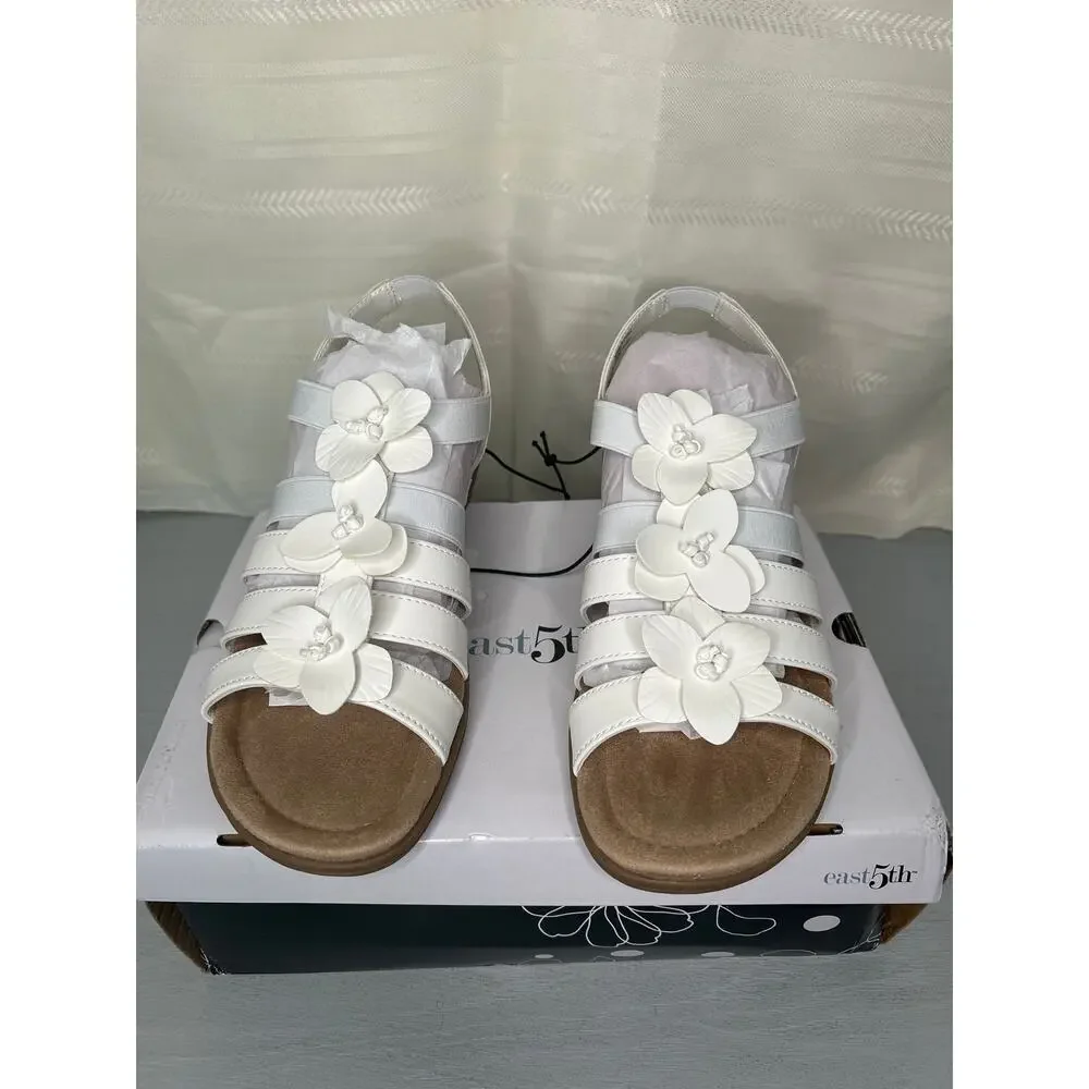East 5th Memory Foam Slip On Sandals White Womens Size 11M